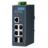 EKI-7706E-2F Ethernet Managed redundanter industrieller Switch mit 4 Fast Ethernet und 2 SFP Ports von Advantech vorne