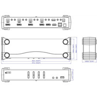 CS1924M 4-Port USB 3.0 DisplayPort 1.2 MST KVMP Switch mit Auflösungen bis 4K DCI von Aten Zeichnung