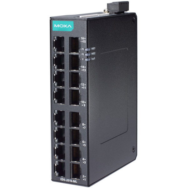 EDS-2016-ML Unmanaged Fast Ethernet Switch mit 16x 10/100 BaseT(X) Ports von Moxa Side