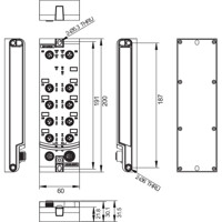 Zeichnung des ADAM-250PN IP67 PROFINET Remote I/O Moduls von Advantech