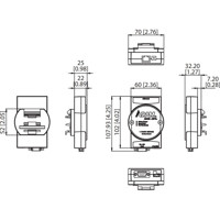 ADAM-4571L serieller 1-Port RS232 Device Server mit einem RJ45 Anschluss von Advantech Zeichnung