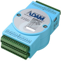 ADAM-6317 IoT Modbus/OPC UA Ethernet Remote I/O Modul mit 8x analogen Eingängen, 10x digitalen Eingängen und 11x digitalen Ausgängen von Advantech liegend