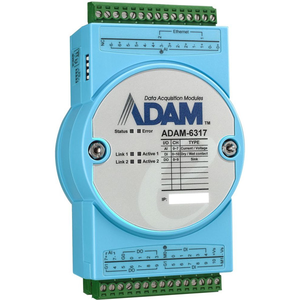 ADAM-6317 Advantech IoT Modbus/OPC UA Ethernet I/O Modul mit 8x AI, 10x ...