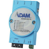 ADAM-6521S Unmanaged Industrie Switch mit 4x RJ45 Fast Ethernet und 1x Singlemode SC von Advantech
