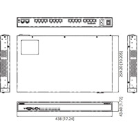 EKI-1526NL serieller Konsolenserver mit 16x RS-232 und 2x RJ45 Anschlüssen von Advantech Zeichnung