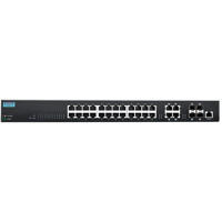 EKI-2428G-4CA unverwalteter 19 Zoll Gigabit Ethernet Switch mit 24x RJ45 und 4x RJ45/SFP Combo Ports von Advantech Front