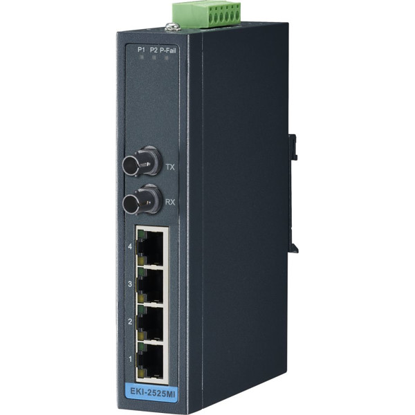 EKI-2525MI-ST Unverwalteter Ethernet Switch mit 1x Multimode ST und 4x Fast Ethernet Ports von Advantech