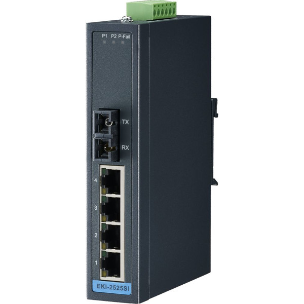 EKI-2525SI unverwalteter Industrieswitch mit 4x RJ45 und 1x Singlemode SC von Advantech