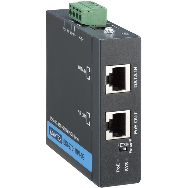 EKI-2701MPI-5G industrieller IEEE 802.3af/at/bt PoE Injektor für Datenraten bis 5 Gbps von Advantech