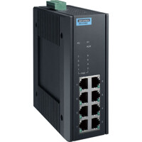EKI-2708G-PI Unmanaged 8-Port Gigabit PoE Switch von Advantech seitlich Leicht seitliche Ansicht des EKI-2708G-PI Unmanaged 8-Port Gigabit PoE Switch von Advantech