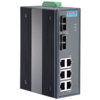 EKI-2728S Unmanaged Ethernet Switch mit 6 GE und 2 Single-Mode SC Ports von Advantech seitlich