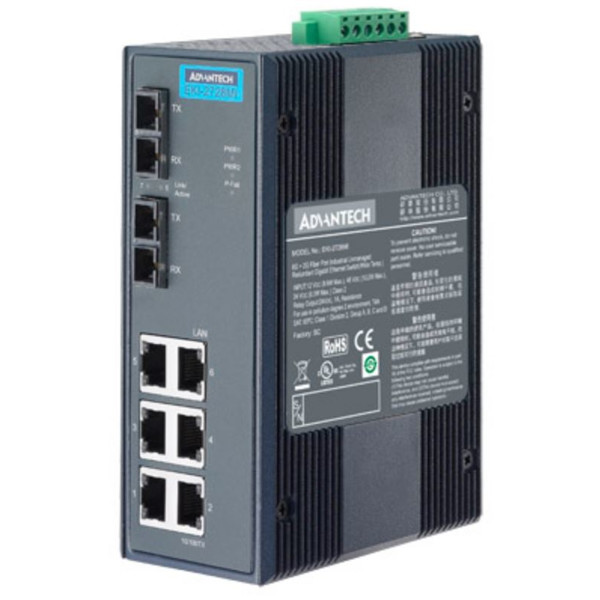 EKI-2728S Unmanaged Ethernet Switch mit 6 GE und 2 Single-Mode SC Ports von Advantech
