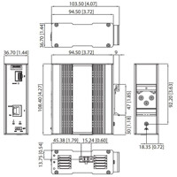 EKI-2741FHPI industrieller PoE Medienkonverter mit bis zu 60 Watt Ausgangsleistung von Advantech Zeichnung