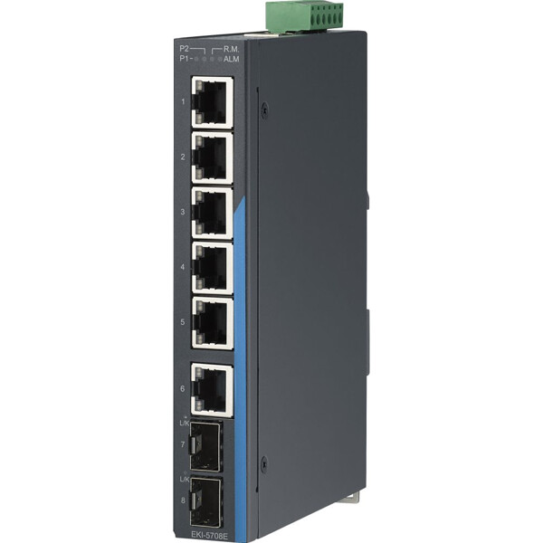 EKI-5708E-2FI Advantech Managed 8-Port Switch mit 6x RJ45 und 2x SFP Ports
