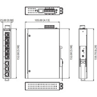 Zeichnung des industriellen EKI-5708E-I 8-Port Ethernet Switch von Advantech