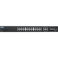 EKI-7428G-4CA 28-Port Layer 2 Managed Switch von Advantech von vorne EKI-7428G-4CA Advantech 28-Port Layer 2 Managed Switch von vorne
