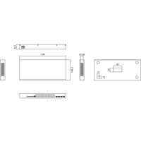 EKI-7428G-4X Managed Gigabit Switch mit 24x GbE und 4x 10G SFP Ports von Advantech Zeichnung