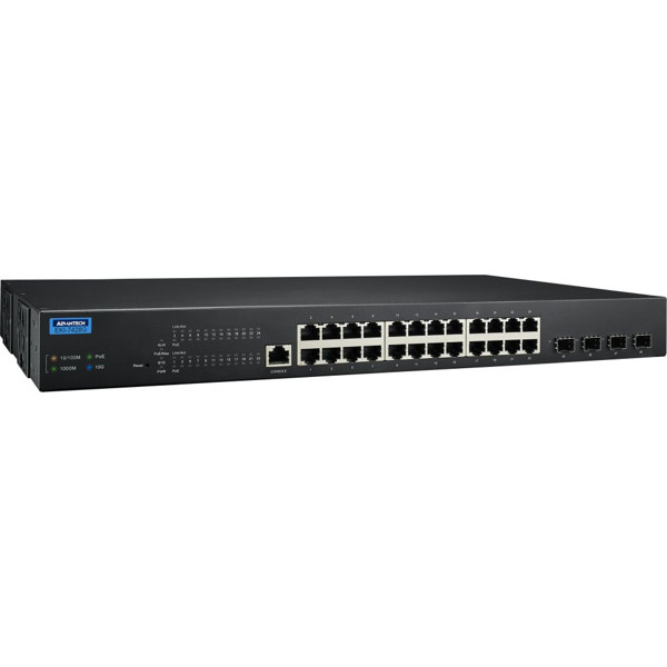 EKI-7428G-4XP verwalteter PoE Switch mit 24x GbE und 4x 10G SFP Anschlüssen von Advantech