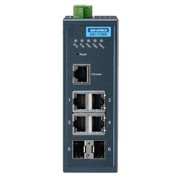 EKI-7706E-2F Ethernet Managed redundanter industrieller Switch mit 4 Fast Ethernet und 2 SFP Ports von Advantech