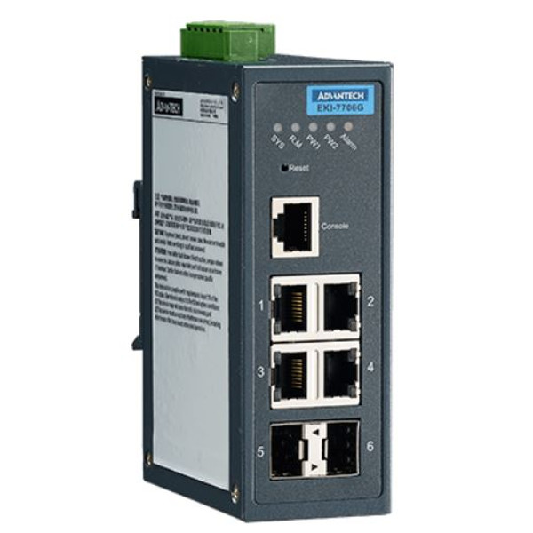 EKI-7706G-2FI Ethernet Managed redundanter industrieller Schalter mit 4 Gigabit Ethernet und 2 SFP Ports von Advantech