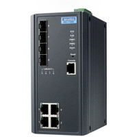 EKI-7708E-4F Managed Ethernet Industrie Netzwerkschalter von Advantech mit 4 SFP und 4 Fast Ethernet Anschlüssen Links