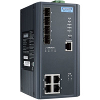 EKI-7708G-2FVP industrieller Ethernet Managed Switch von Advantech mit 4 Gigabit Eternet PoE, 2 SFP und 2 VDSL2 Anschlüsse
