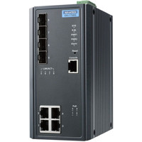 EKI-7708G-4FPI Managed Industrial Switch von Advantech mit 4 SFP und 4 Gigabit Power over Ethernet Ports