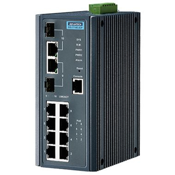 EKI-7710E-2CP Gigabit Managed Industrieller PoE Switch mit 8 FE und 2G Ports von Advantech