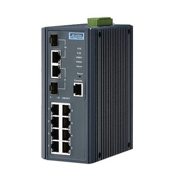 EKI-7710G-2CI Managed Ethernet Switch mit 8 Gigabit und 2 Gigabit Copper/SFP Ports von Advantech