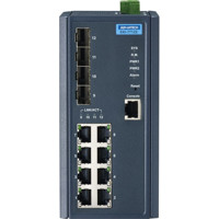 EKI-7712E-4F Industrie Ethernet Managed Switch von Advantech mit 4 SFP und 8 Fast Ethernet Anschlüssen