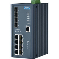 EKI-7712E-4FP industrieller verwalteter PoE Switch von Advantech mit 8 Fast Ethernet PoE und 4 SFP Ports
