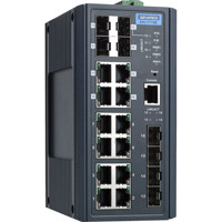 EKI-7716E-4F4CI Manged Industrial Kombi Port Umschalter mit 8 Fast Ethernet, 4 Copper/SFP und 4 SFP Ports von Advantech