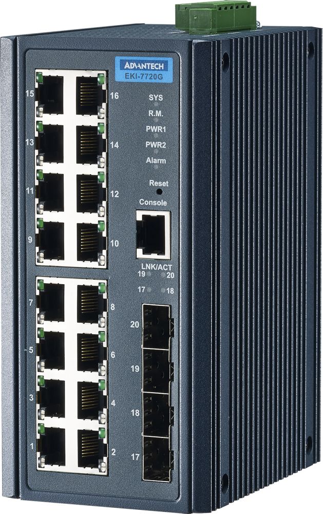 EKI-7720G-4FPI Gigabit PoE Switch mit 16x GE und 4x SFP von Advantech