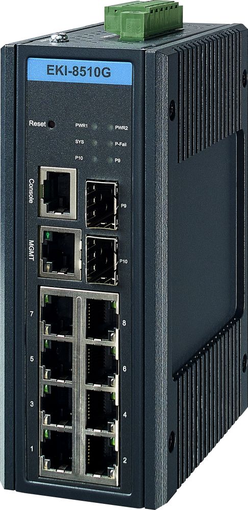 EKI-8510G-2FI Managed TNS Switch mit 8x Gbe und 2x SFP Anschlüssen von Advantech
