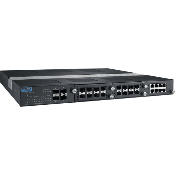 EKI-8528-4XF modularer Layer 3 TSN Switch mit bis zu 28x Gigabit Ports von Advantech