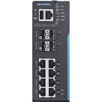 EKI-8712G-4XFPI industrieller Layer 3 PoE Switch von Advantech Front Front des industriellen EKI-8712G-4XFPI Layer 3 PoE Switch von Advantech
