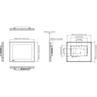 FPM-212 12 Zoll industrieller Monitor mit einem HDMI, DisplayPort und VGA Anschluss von Advantech Zeichnung