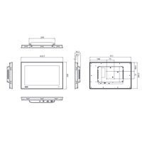 FPM-215W 15.6 Zoll Industrie Monitor mit einem HDMI Port und P-CAP Touchscreen von  Zeichnung