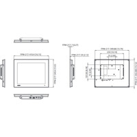 FPM-217 17 Zoll SXGA Industrie Bildschirm mit einem HDMI, einem DisplayPort und einem VGA Port von Advantech Zeichnung