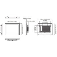 Zeichnung des industriellen FPM-315S 15 Zoll Monitor f&uuml;r Outdoor Anwendungen von Advantech
