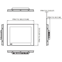Zeichnung des industriellen FPM-715 15 Zoll LCD Monitor von Advantech