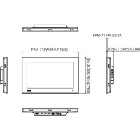 Zeichnung des FPM-715W 15.6 Zoll Full HD Industriemonitor von Advantech