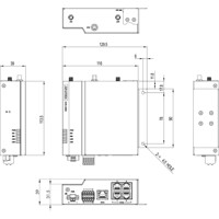 Zeichnung des ICR-1645 industriellen LTE Cat.4 Router von Advantech für Wandmontage