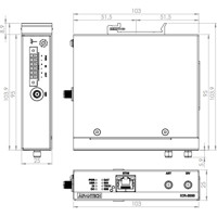 ICR-2031W LTE Cat.4 Mobilfunkrouter mit 802.11n Wi-Fi von Advantech Zeichnung DIN-Montage