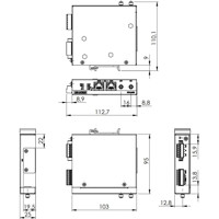 ICR-2436 industrieller Entry-Level 4G Router von Advantech Zeichnung Hutschienenmontage