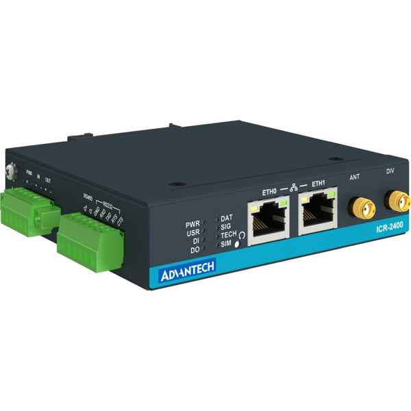 Hutschienen Montage Version des ICR-2437-DE LTE CAT.4 Router mit einem ML620DE Unitac Modul von Advantech
