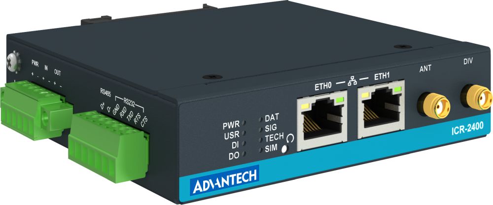ICR-2437-DE LTE CAT.4 Router mit einem ML620DE Unitac Modul von Advantech Hutschienen Montage