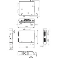 ICR-2437 4G Mobilfunkrouter für LTE 450 MHz und LTE Cat.4 Netze in EMEA Regionen von Advantech mit DIN-Schienen Montagehalterung Zeichnung