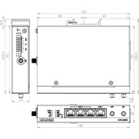 ICR-2531W industrieller 4G LTE Cat.4 Router mit Wi-Fi von Advantech Zeichnung Hutschienen Montage