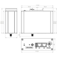 ICR-2701-S1 Secure LAN Router mit IEC 62443-4-2 basierten Sicherheitsfeatures von Advantech Zeichnung Zeichnung des ICR-2701-S1 Secure LAN Router von Advantech